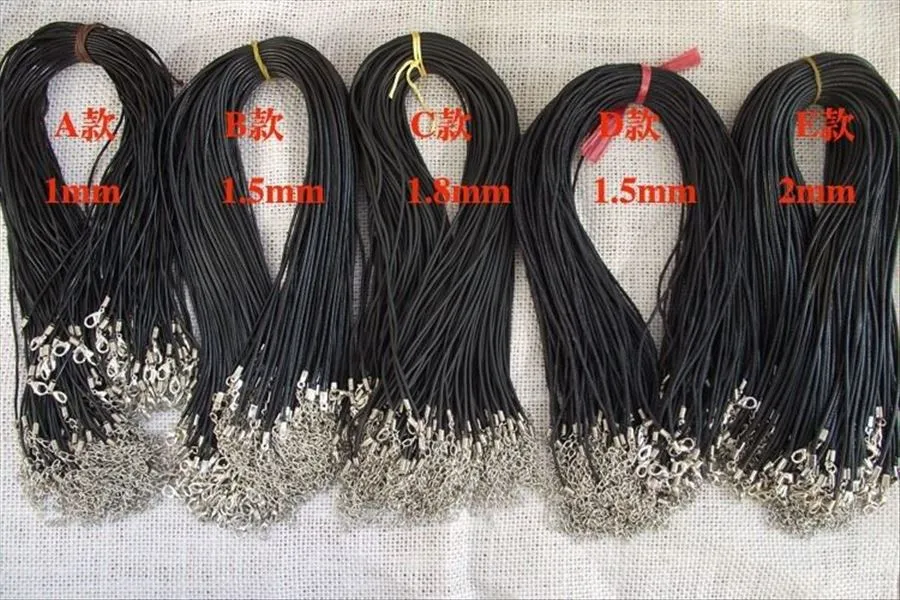 Black Necklace Rope Korean Wax Cord 1.0mm 1.5mm 2.0mm Leather Lanyard Pendant Use Hide Necklace String Diy Accessories 500Pcs/Lot