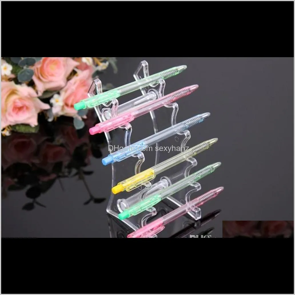 plastic 6 booths e cig display stand pen holder electronic cigarette display lip gloss lipstick holder makeup pen display storage rack