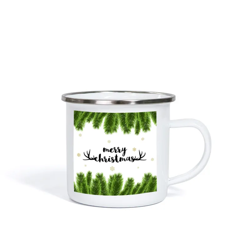 12 oz Sublimation vierge émail tasses à café gobelets portables avec poignée en acier inoxydable tasse à eau boire de l'eau