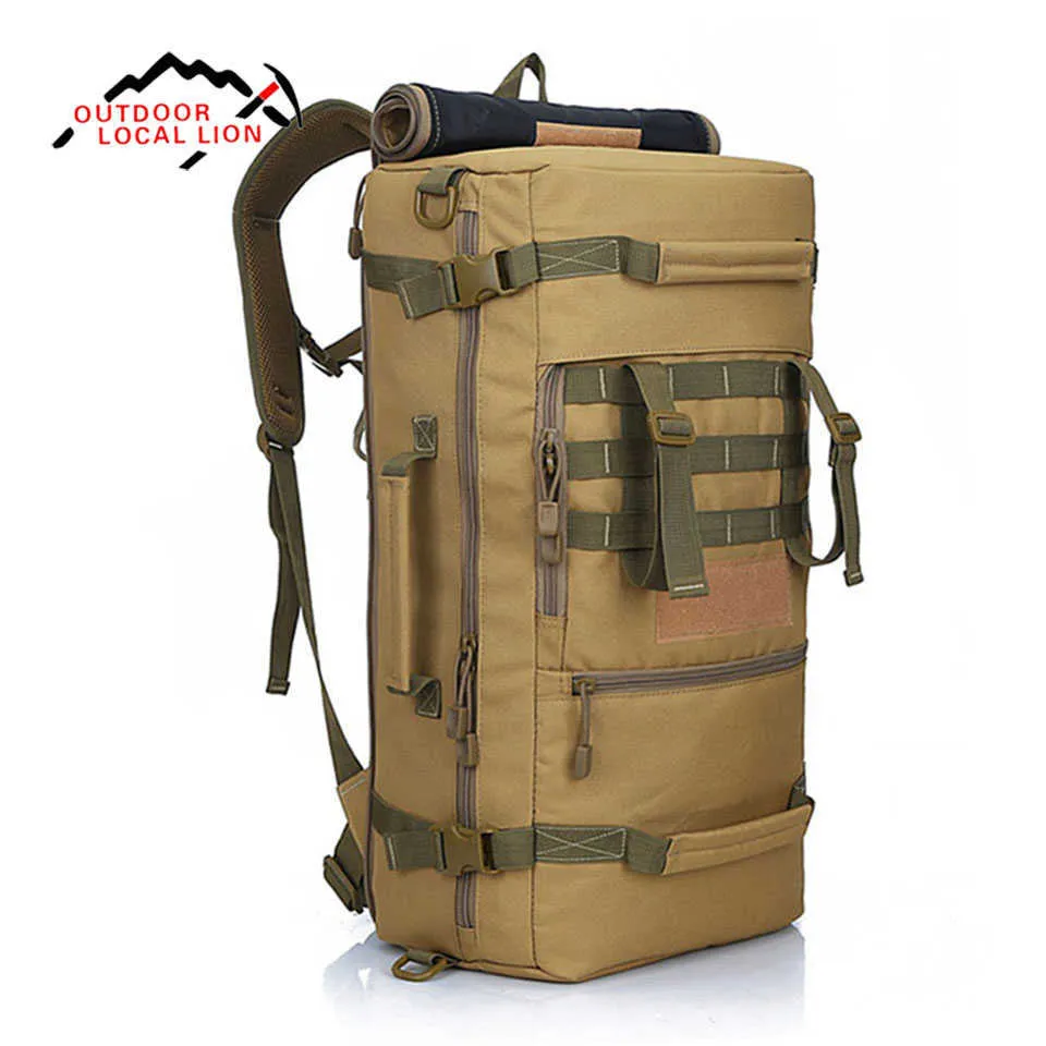 Kvalitet Topp Camping 50l Hot New Military Tactical Ryggsäck Camping Väskor Bergsklättring Väska Mäns Vandring Rucksack Travel Ryggsäck