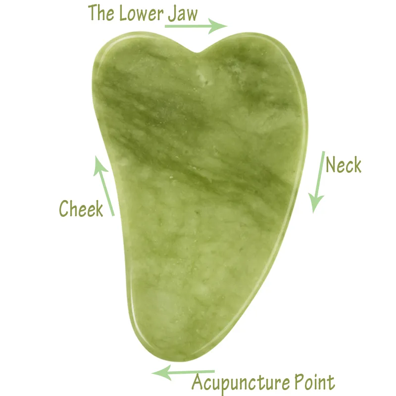 Naturlig Jade Face Massager Gua Sha Scraper Board Facial Guasha Meridian Muskel Avkoppling Hud Lyft 50 st DHL J031