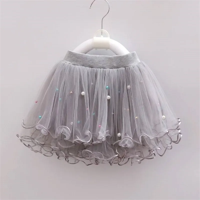 Cysincos 1-12Years Kids Pearl Kjolar Tjejer Klänning Beaded Kläder Ruffles Tutu Lace Skirt Girl Dance Princess Party Costumes 126 B3