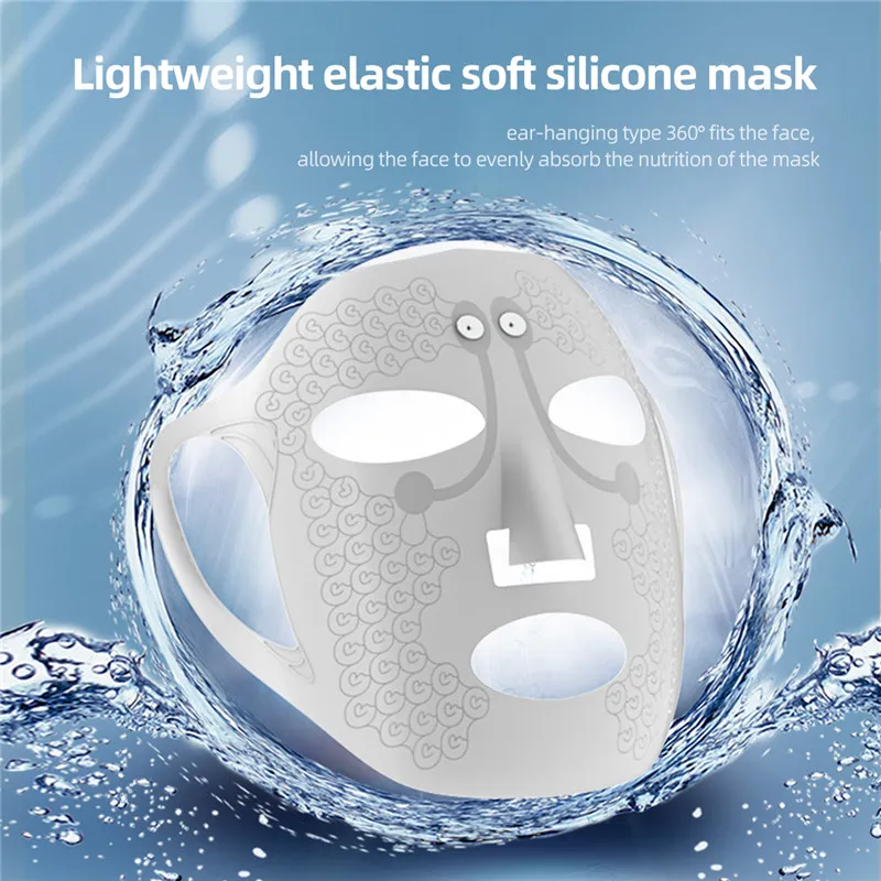 Maschera per il viso in silicone Elecric Ringiovanimento della pelle Rimozione delle rughe anti-acne 3 modalità Idratante per la pelle Cura per il rafforzamento del viso