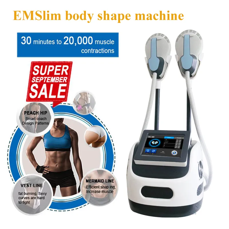 Teslashaping 2 핸들 EMS Hiemt 슬리밍 근육 Emslim 바디 모양 빌드가 고통없는 비 침습적 전자기 근육 근육을 자극합니다.