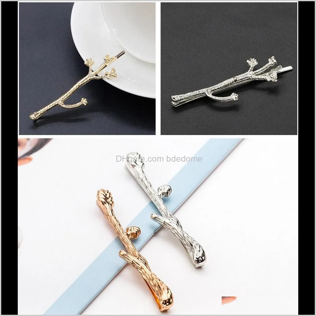 sprouting tree branch hairpin for several design gold or silver plated for women girls hair clip