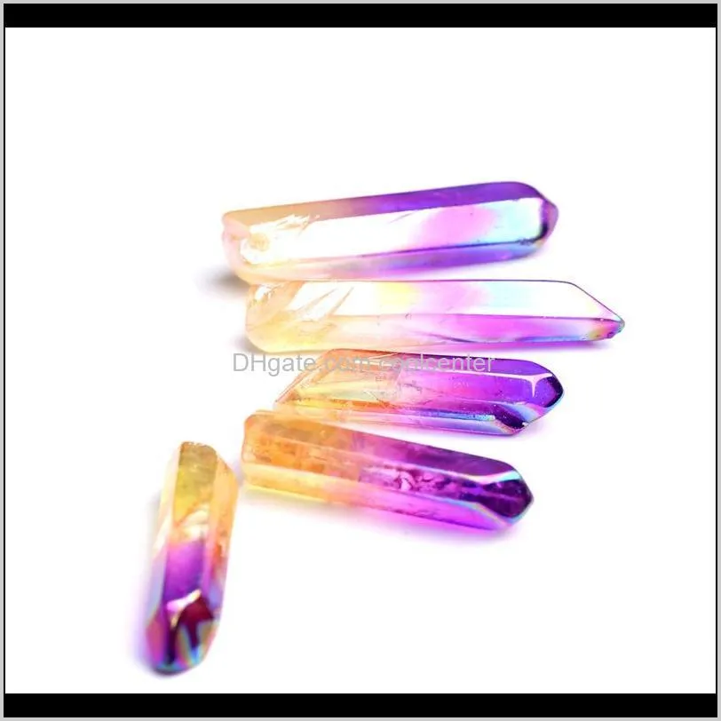 hjt 50pcs wholesale new colorful natural quartz crystal points reiki healing crystal wands cure chakra stone hot sell