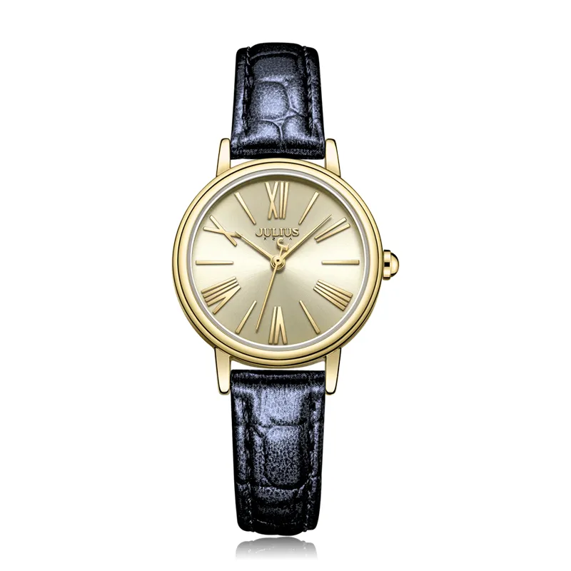 줄리어스 시계 OL 숙녀 비즈니스 시계 Roma Number 쿼츠 시계 가죽 밴드 패션 여성 시계 30m 방수 Reloj JA-1082
