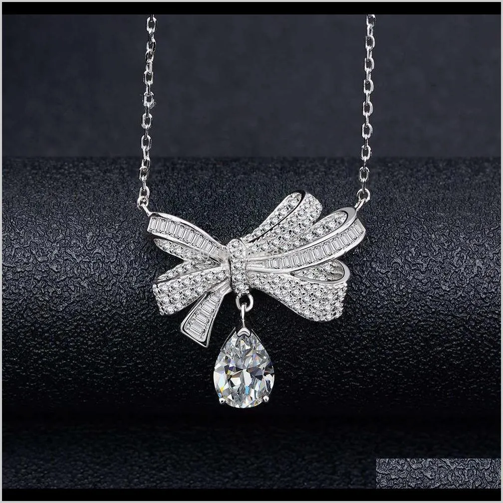 luxury new bow series s925 sterling silver pendant, fashionable versatile, small and  women`s jewelry necklace