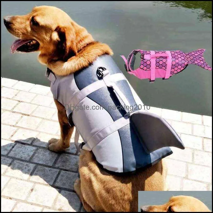 Pet Life Vest Shark Mermaid Swimsuit Dog Swimmming Suit Solid Summer Fashion Swimwear Clothes for Small Medium Dogs 220113