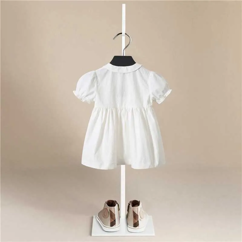 Baby meisjes casual jurk zomer baby baby kleding baby meisjes korte mouwen jurk witte effen kleur kinderen jurken voor meisjes q0716