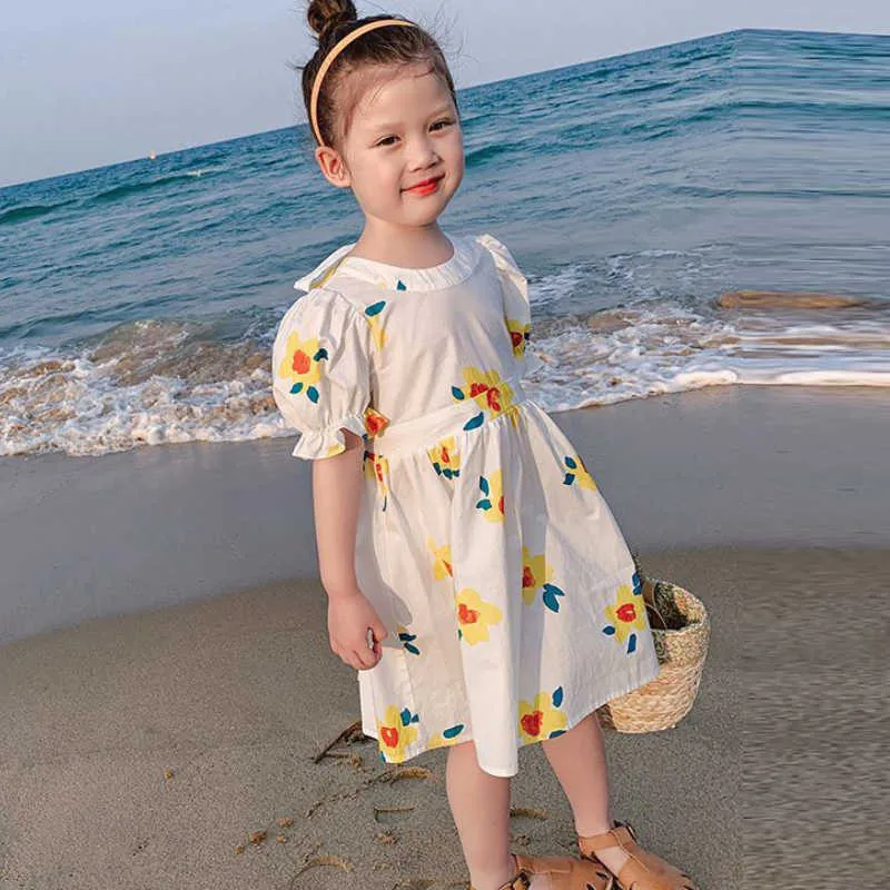 Girls clothes sweet dress baby birthday party leisure holiday seaside beach dresses 2-7Age Beibei fashion Quality child clothing Q0716