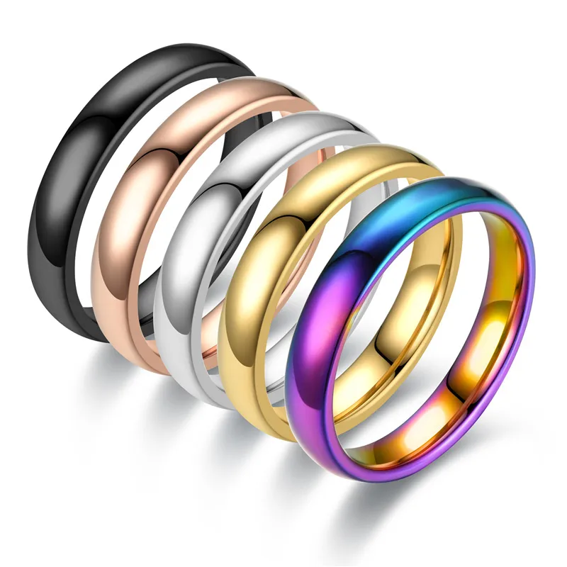 Kvinnor Rose Gold Color Ring 4mm Bröllopsband 925 Sterling Silver Rings