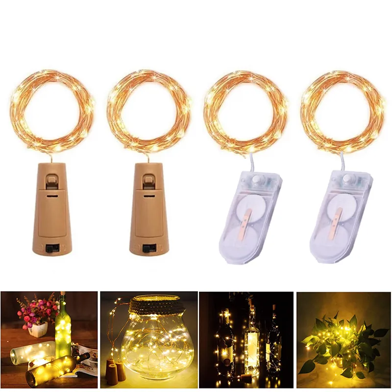 LED-sträng ljus Vattentät koppar Mini Fairy DIY Glass Craft Bottle Lights Christmas Lamp 2m 20Lleds