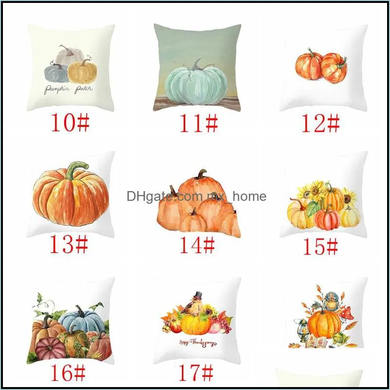 Thanksgiving Home Decoration Pillowcase Pillow Cover 18x18 Inch Pumpkin Print Throw Pillow Cushion Cover Peach Skin Pillow Case DBC