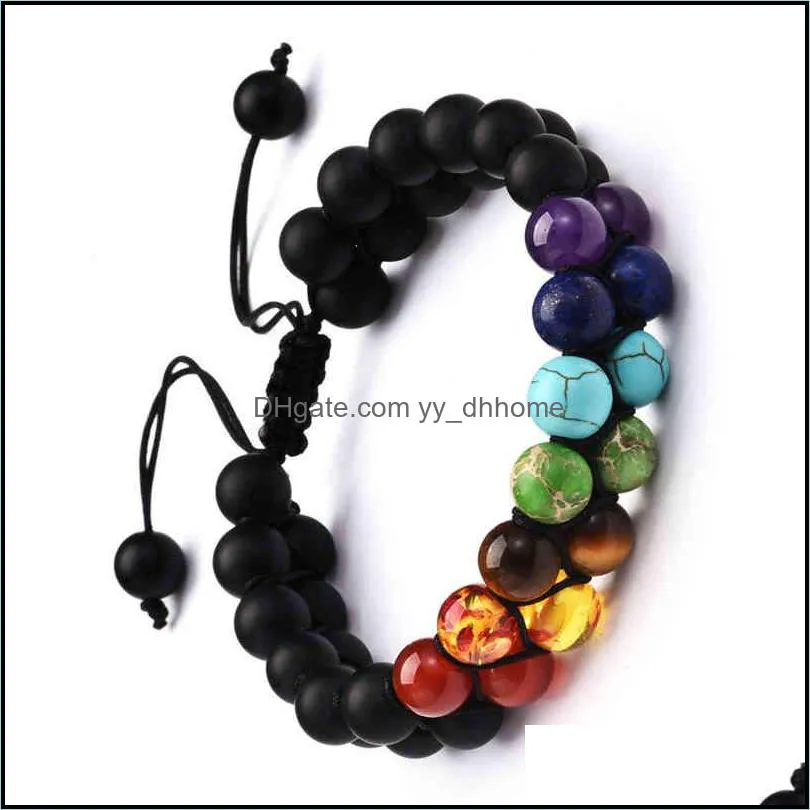 Fashion 8mm Natural Stone 7 Chakra Bracelet Jewelry Healing Power Stretch Adjustable Beads Bracelets And Bangl