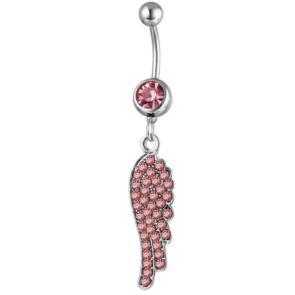 Set Of Clear Stone Drop Temporary Navel Ring In Nice Style Body