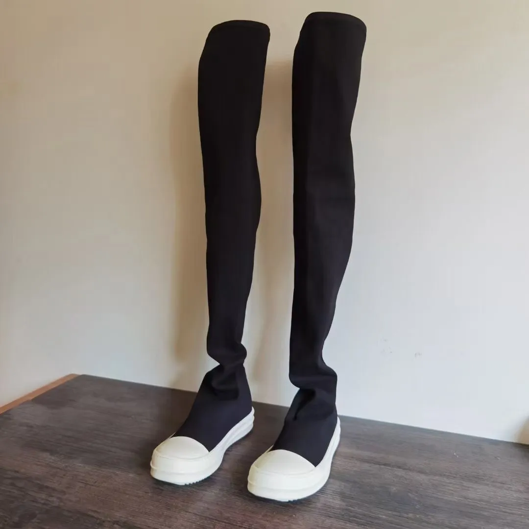 21ss TPU-Sohle GRÖSSE 35-45 Unisex-Overknee-Stiefel in Übergröße Elastizität Canvas-Sockengöttin High-Top-Schuhe
