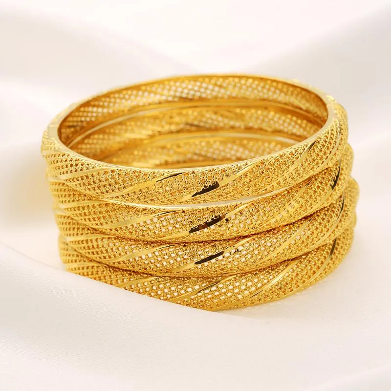 Bangle 24K Openable Bangles&Bracelet Ethiopian Gold Color Bangles For Women Bijoux Femme African Middle East Dubai Halloween Jewelry