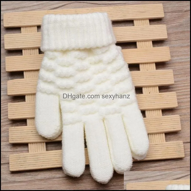 New Fashion Kids Thick Knitted Gloves Warm Winter Gloves Children Stretch Mittens Boy Girl Infant Solid Guantes Hand Accessories1