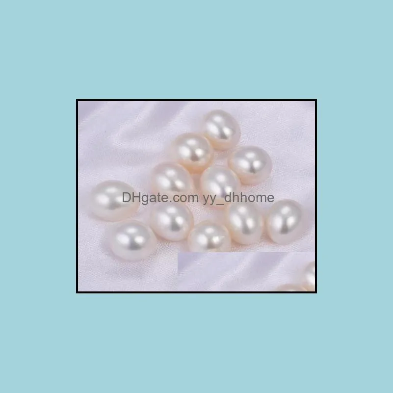 6--10mm Drop-shaped Natural Freshwater Cultured Pearls Scattered Beads Rice-shaped Half-hole Naked Beads Nonporous Naked Beads