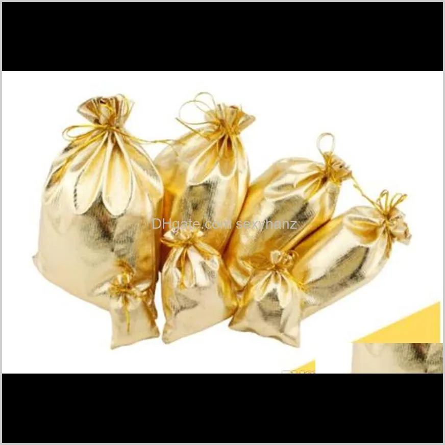 new 4sizes fashion gold silver plated gauze satin jewelry bags jewelry christmas gift pouches bag 5x7cm 7x9cm 9x12cm 13x18cm