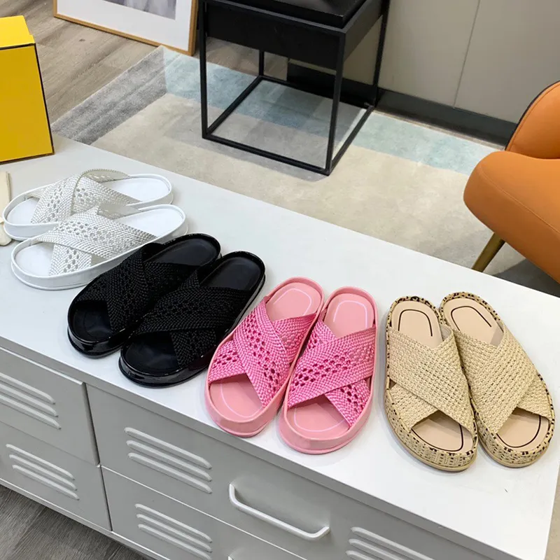 women slippers top quality weave sandals women slipper Luxurys designer shoe high heels Fashion Wide Flat Outdoor Causal womens Sexy shoes Lastest Platform sandal