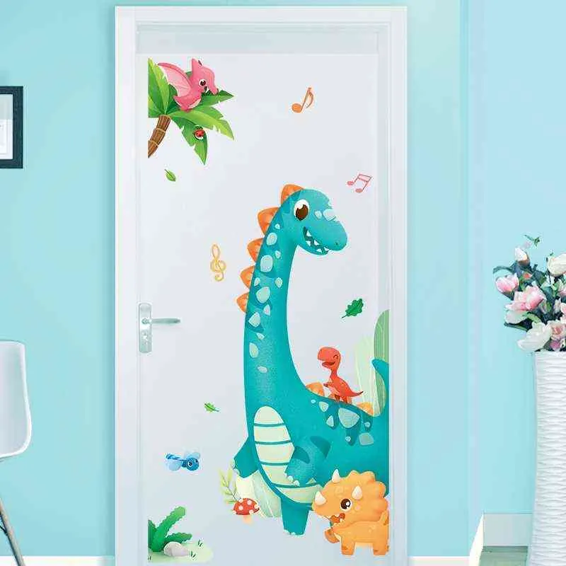 Cartoon Kinds of Dinosaur Wall Stickers for Kids room Removable Vinyl Wall Decals Children room Nursery Animals Wall Poster 211112