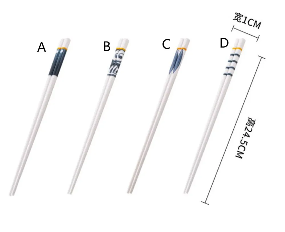 Japansk stil porslin ätpinnar, återanvändbar diskmaskin säker, högkvalitativ ben keramisk chopstick xb