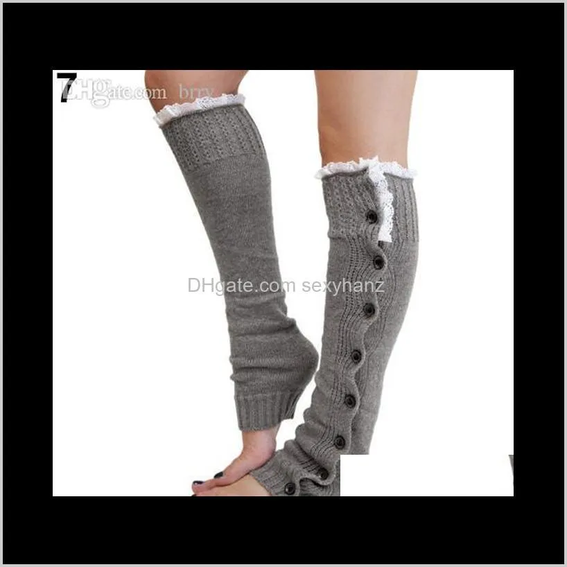wholesale-women`s crochet knitted leg warmers button lace trim long boot socks 8zqn
