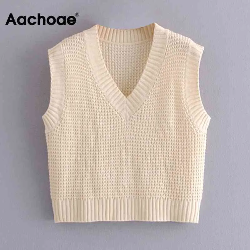 Gilet Tricoté Sans Manches Col V Femme - Pull Crop Slim Uni Printemps Automne