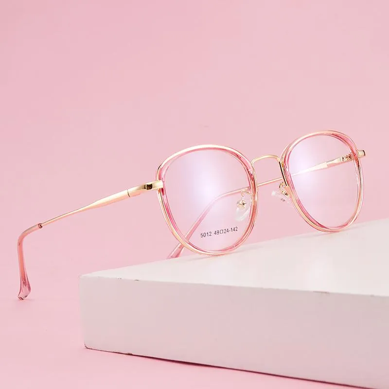 Metal Optical Glasses Frame Men Women Clear Lens Spring Leg Eyewear Gold Prescription Eyeglasses Frames Lunette De Vue No Degree F273C