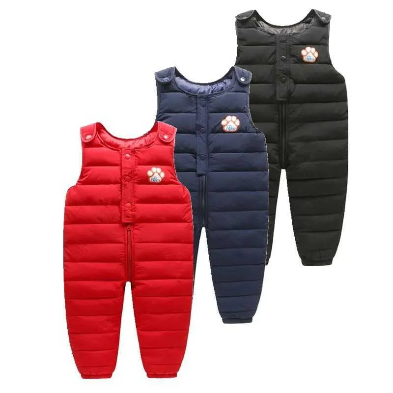 Baby Boys Down Pants Kids Toddler Down Trousers Spädbarn Girls Overalls Jumpsuit Kläder Rompers Barn Vinterljusbyxor H0909