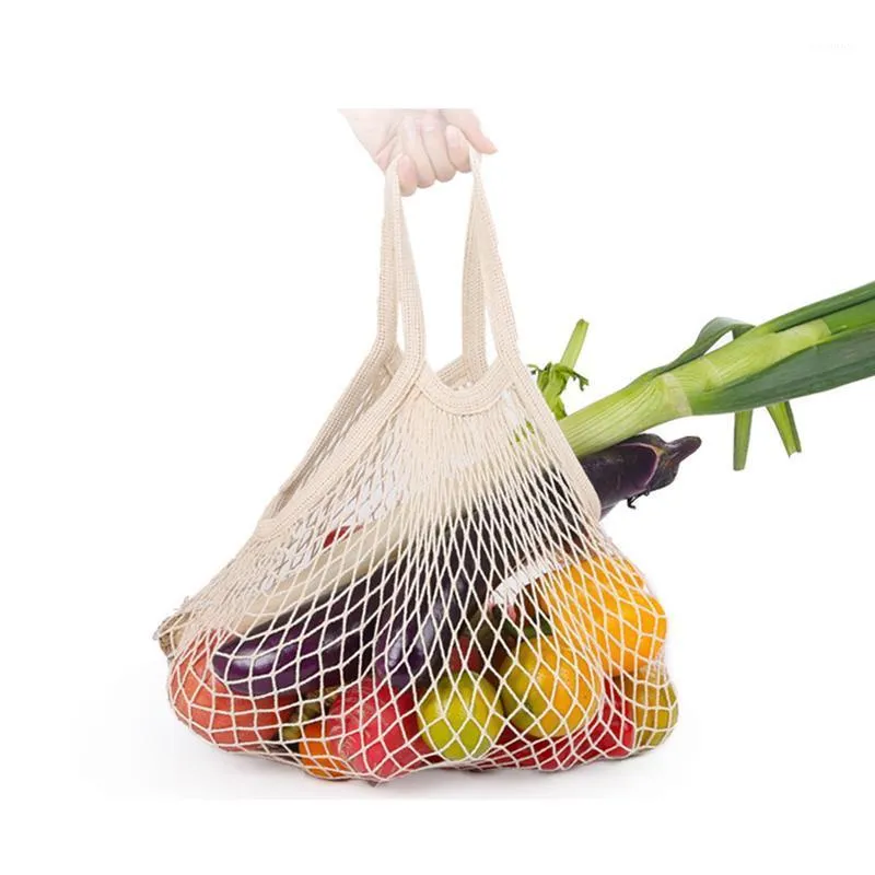 Bolsas de almacenamiento 2 PCS 43x20 cm Reutilizable Vegetal Fruta Malla Lavable Ecológico para compras de comestibles Juguetes Sundries Net Tote