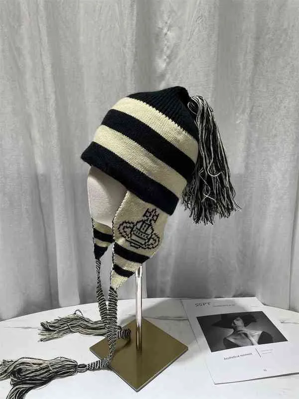 Winter Knitted Bomber Hat With Cosplay Ear Protection For