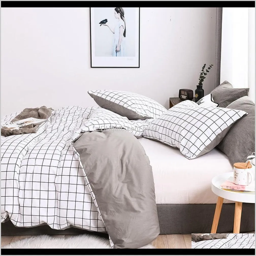 100% cotton stripes duvet cover sets simple bedding set with pillowcases single double queen king size quilt cover bedclothes 201127