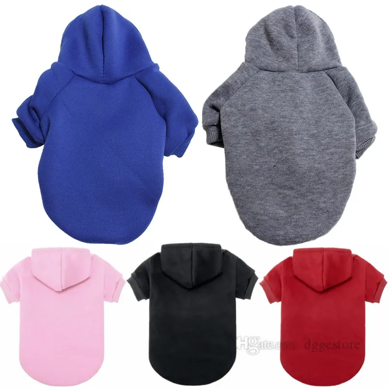 Sublimering Blank Basic Polyester Djurkläder Varm Hund Luvtröja Hundkläder för Små Medium Stora Hundar Fleece Mjuk Vinter Pullover Husdjur Kappa Svart S-9XL A227