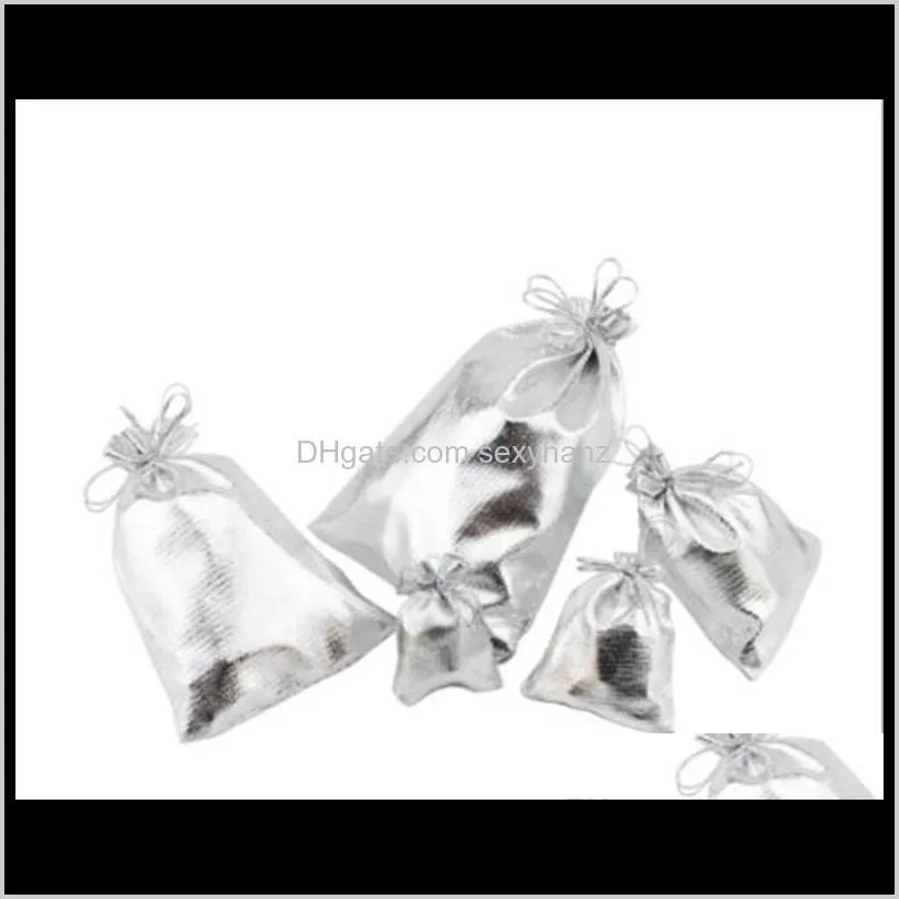 new 4sizes fashion gold silver plated gauze satin jewelry bags jewelry christmas gift pouches bag 5x7cm 7x9cm 9x12cm 13x18cm