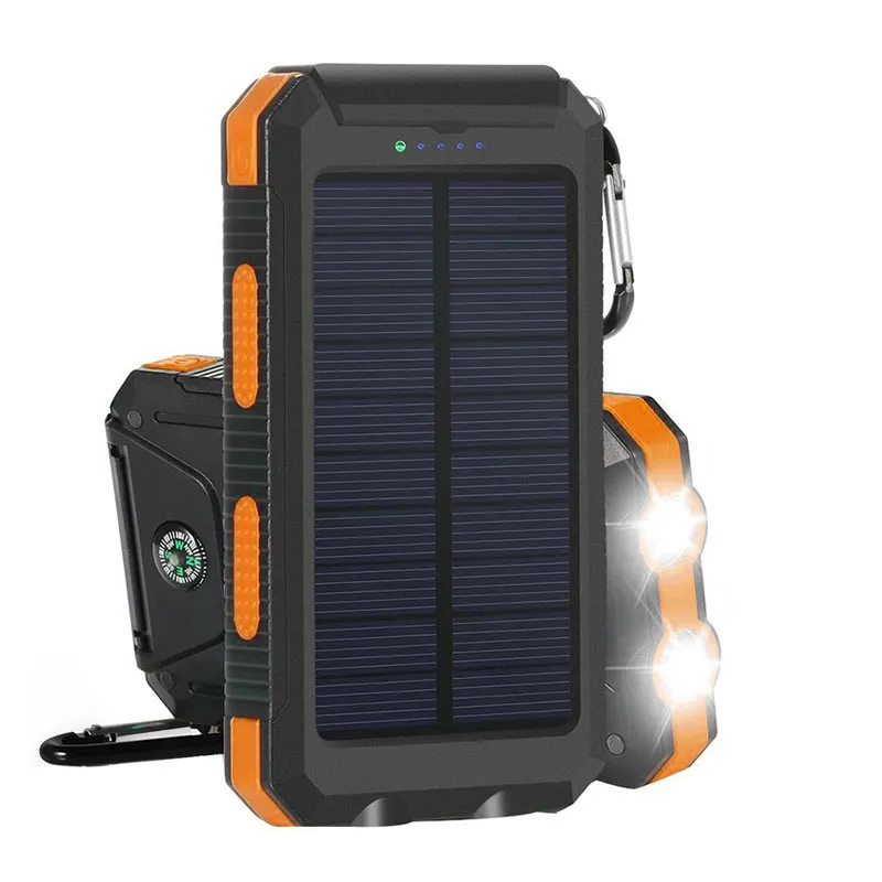 20000 mAh Novel Solar Powerbank Waterdichte Power Banks 2A Output Cell Telefoon Draagbare oplader