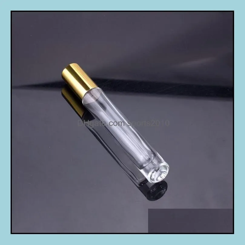 Thick bottom 10ml metal Empty Glass Perfume roller ball Steel ball Bottle Spray Perfume Atomizers Bottles LX1840