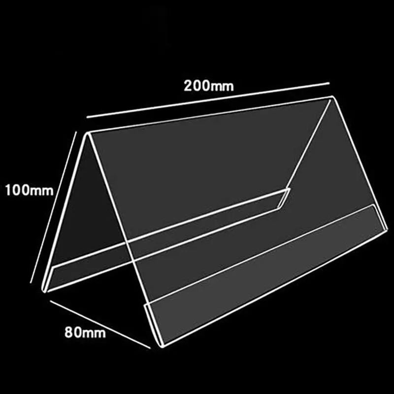 Espositore per etichette da tavolo trasparente in acrilico da 20x10 cm. Espositore per etichette per carte. Espositore per mostre e riunioni