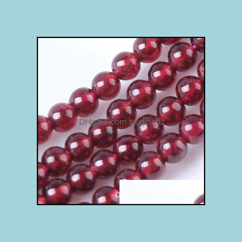Necklace Bracelets Garnet Loose Beads DIY Jewelry 3 Size 4mm 6mm 8mm Natural Round Women Reiki Chakra Amulet Jewelry Accessories maya