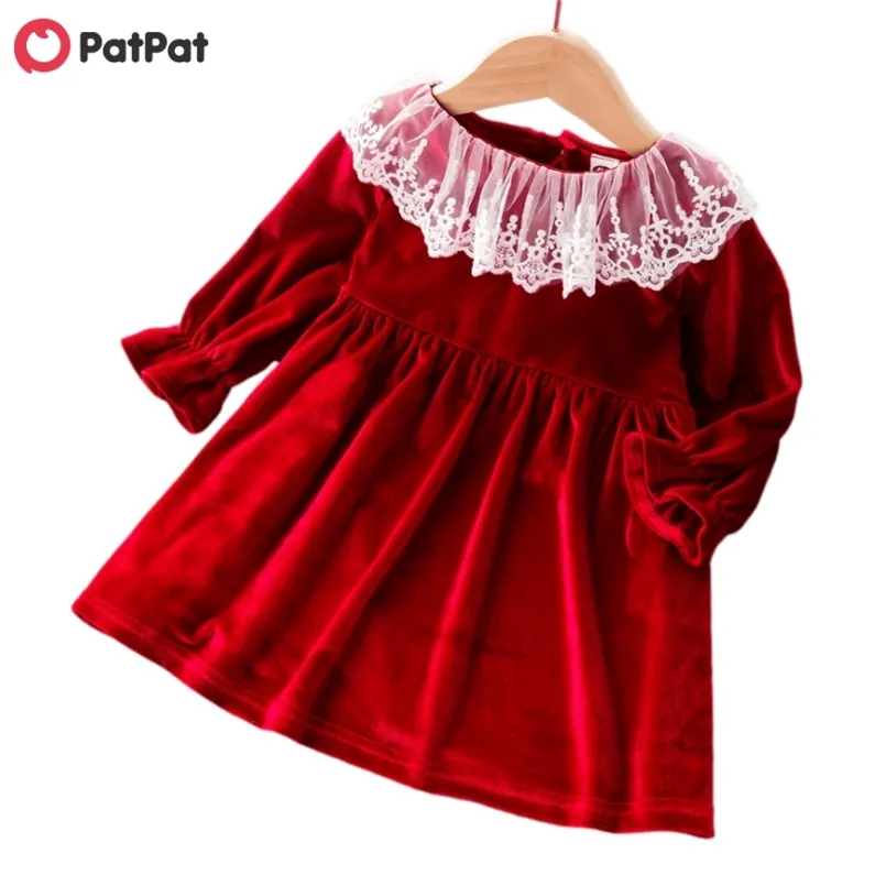 Baby Girl Ruffle Collar Bowknot Design Plaid Faux-two Long-sleeve Dress