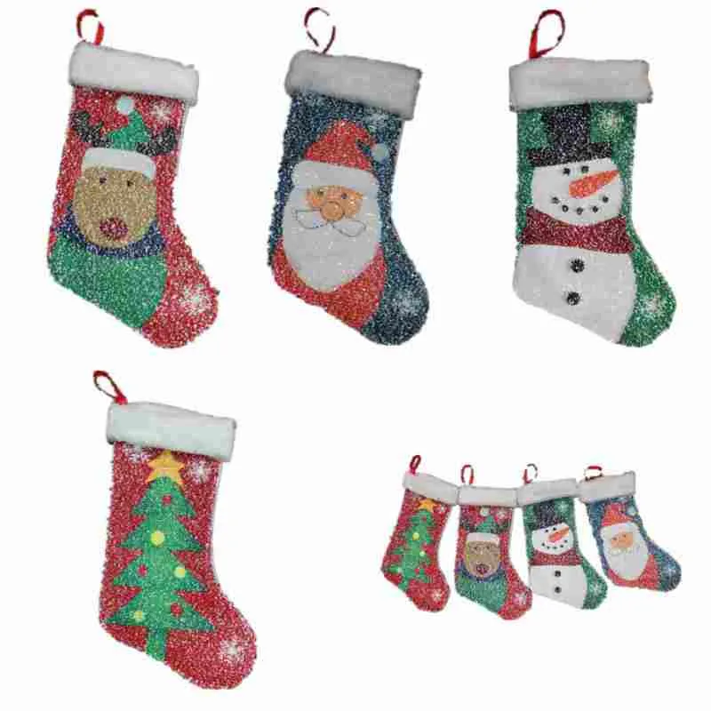 Kerst Sokken Pailletten 20 * 40cm Santa Kous Claus Snowman Xmas Tree Stocking Christmas Decorations Huwelijksgeschenkzak