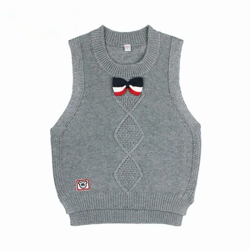 Baby Boys Preppy стиль вязаный жилет свитер осень зима младенца дети мальчик девушка жилет одежда 210521