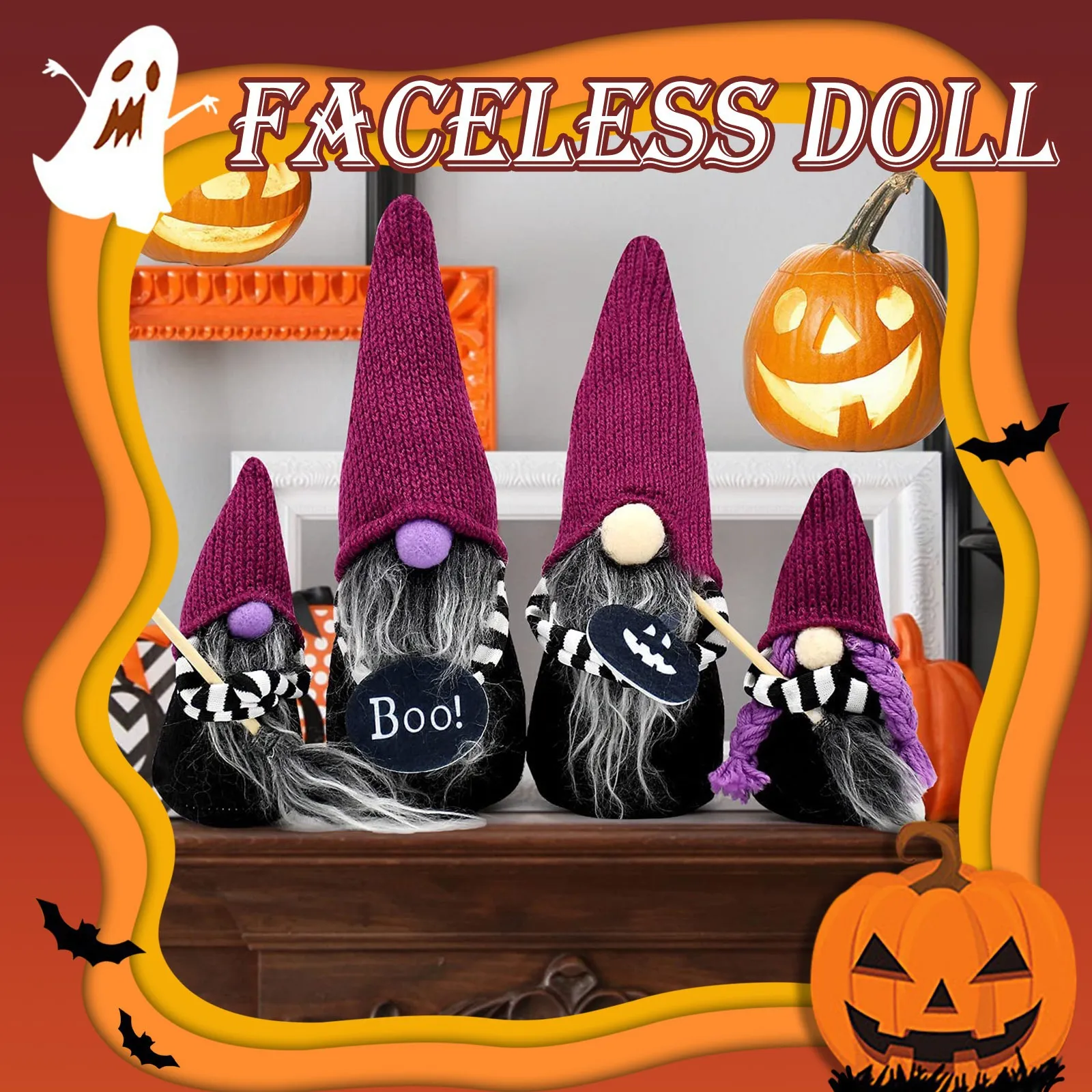 Cadeau de fête Halloween sorcière gnomes en peluche pour plateau de niveau décor à la main automne Gnome automne sans visage poupée Table ornements Gifts2487