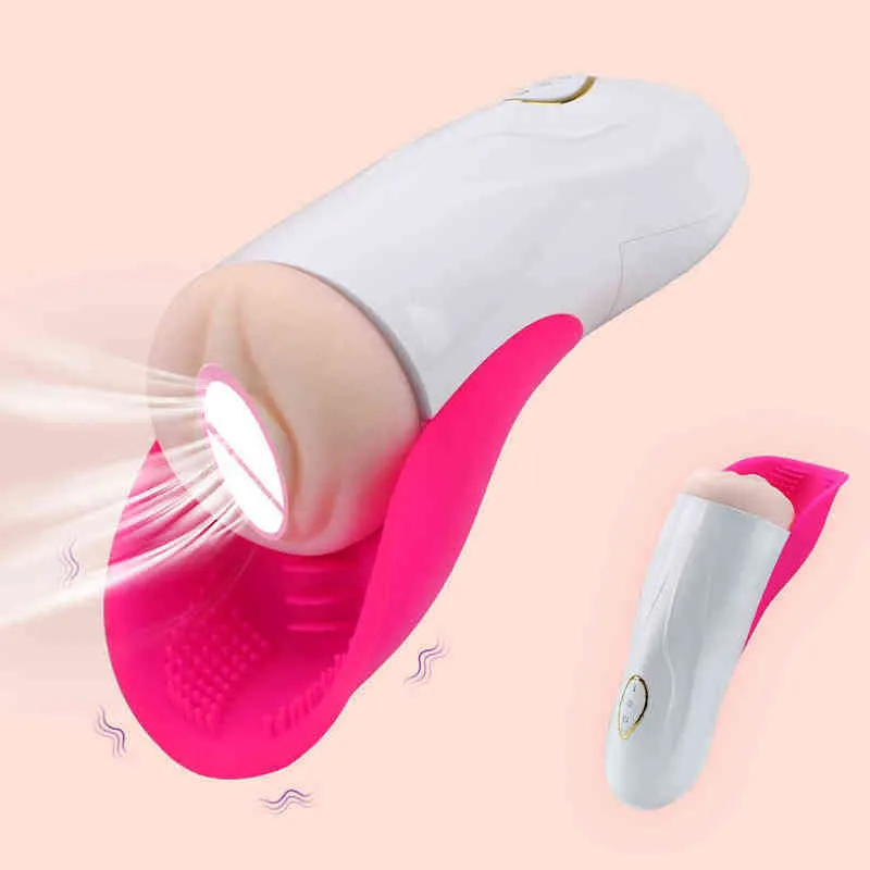 Penis Training Vibrator Artificial Vagina Glans Stimulator Massager Tongue Lick Suck Flat Male Masturbation Cup 0114