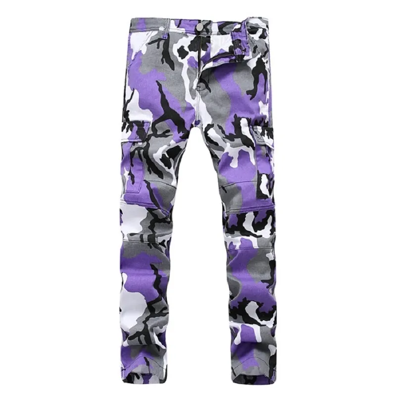 Color Camo Cargo брюки мужские моды мешковатые тактические брюки хип-хоп повседневная хлопчатобумажная мульти кармана брюки уличные 210518