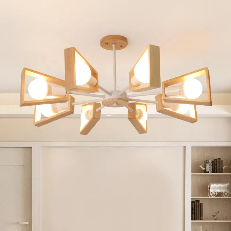 Bois LED moderne noir blanc lustre éclairage E27 lampes suspendues réglables lustres d'intérieur pour salon chambre pendentif