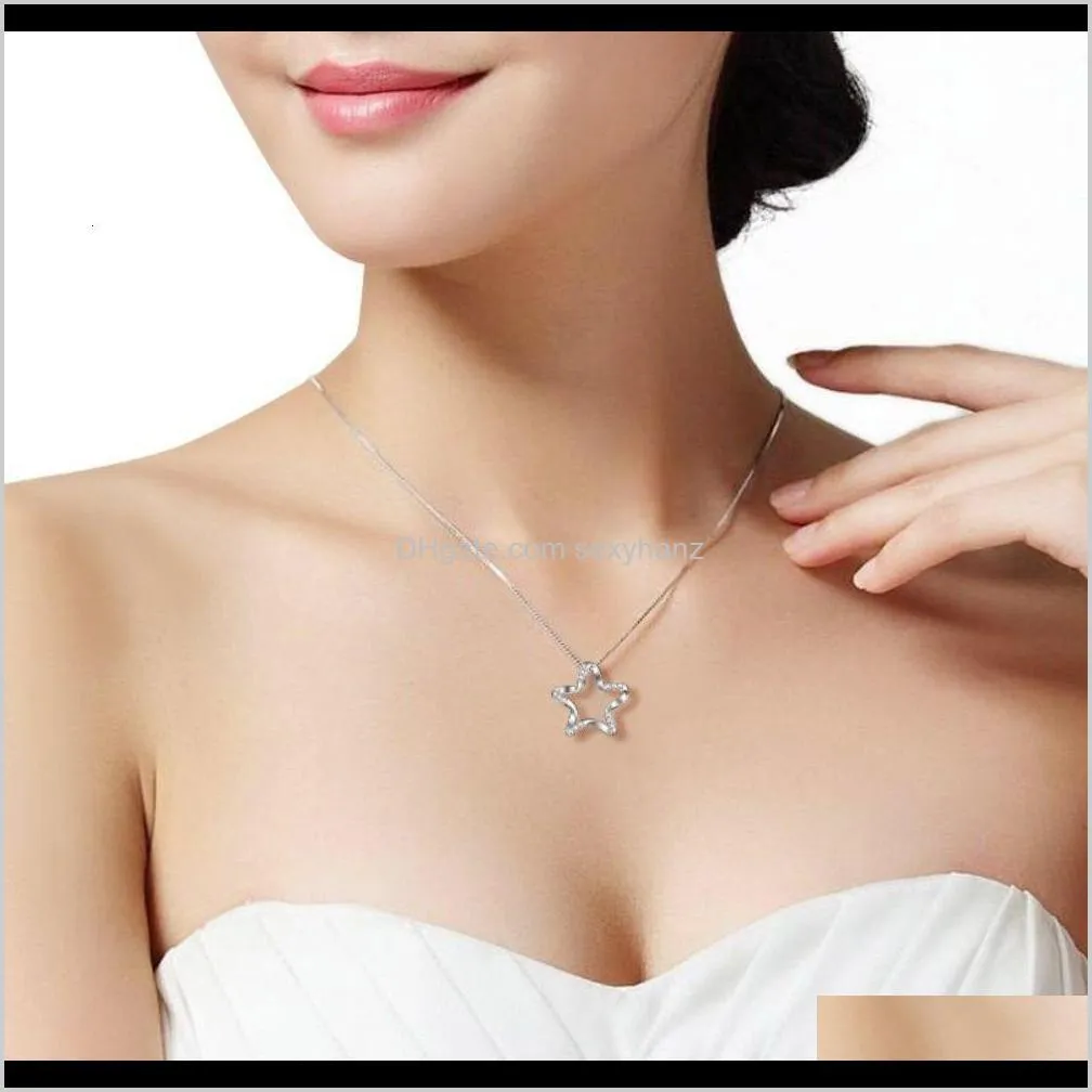 luxury korean necklace five pointed star pendant with zircon clavicle chain