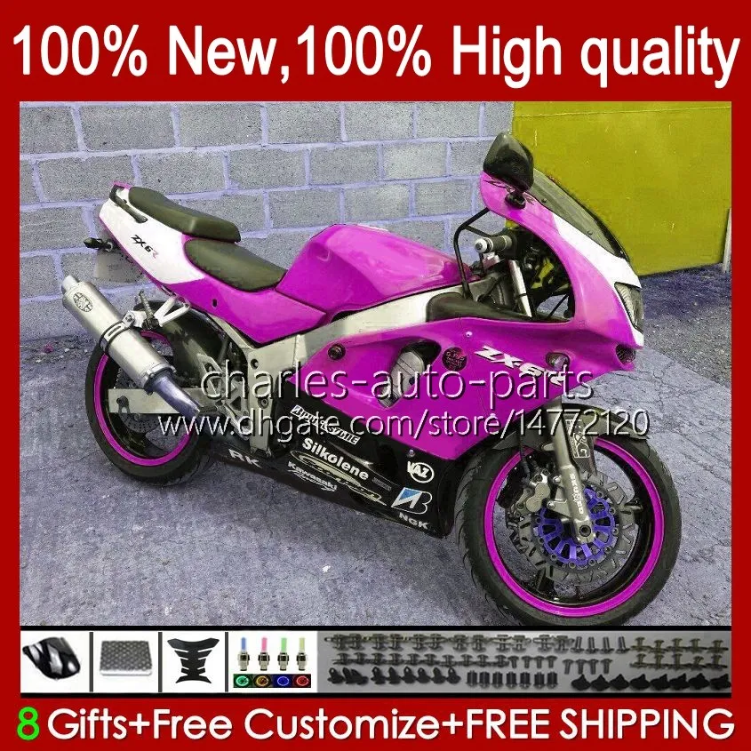 Karosserie für KAWASAKI NINJA ZX-6R ZX600C rosa glänzend ZX 6R 636 600CC 600 CC 94-97 Karosserie 50HC.123 ZX-636 ZX600 ZX 6 R ZX636 1994 1995 1996 1997 ZX6R 94 95 96 97 Verkleidungsset